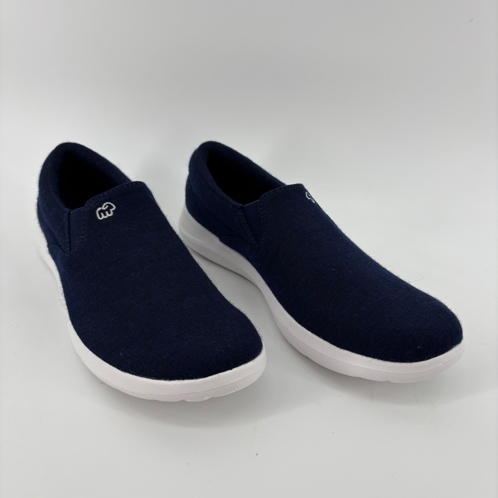 Merinos Women Slip On Shoes Size 7 Navy Blue Wool Casual Comfort NWOT Minimalist